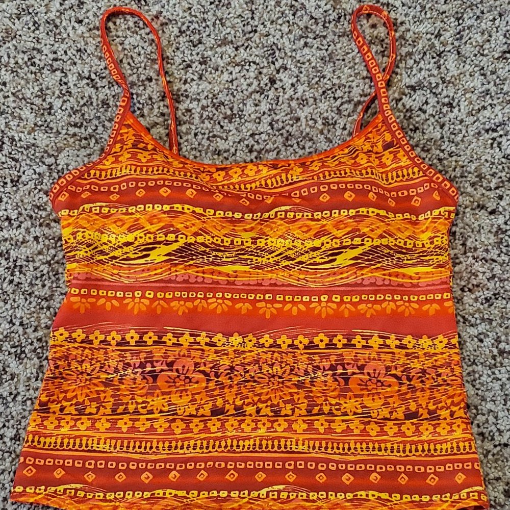 Baltex Orange, Floral, Tankini Top, Size 10, Junior